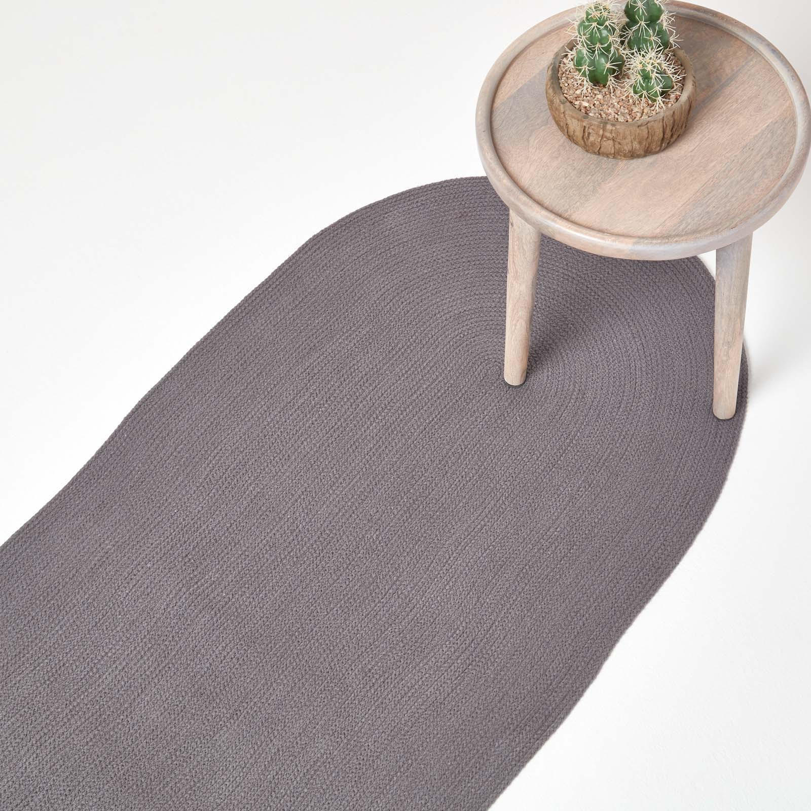 TEPPICHLÄUFER geflochten oval 66/200 cm - Grau, Textil (66/200cm) - Homescapes