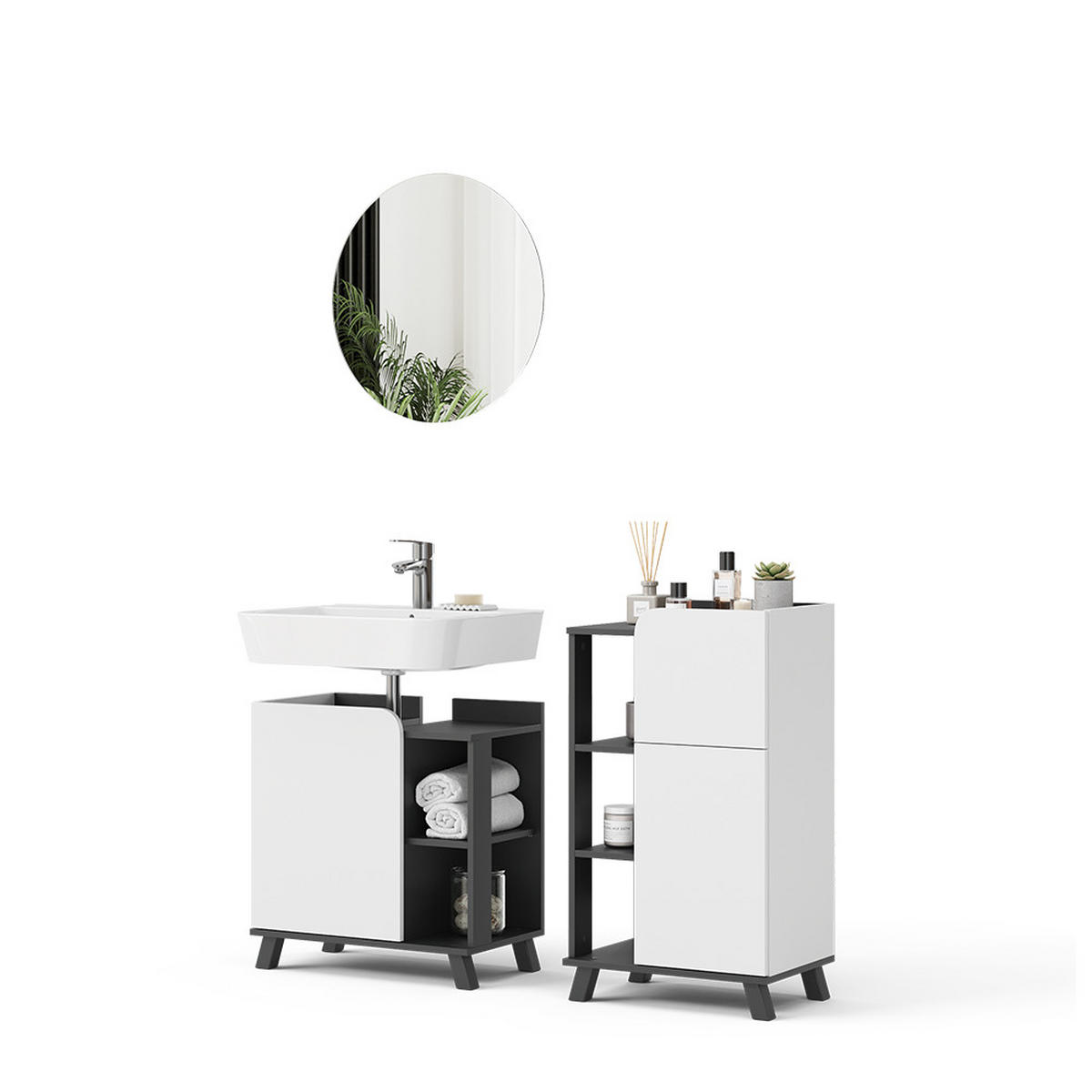 KOUPELNOVÝ NÁBYTEK Karen Antracitová/bílá - bílá/antracitová, kompozitní dřevo (60/65/35cm) - Vicco