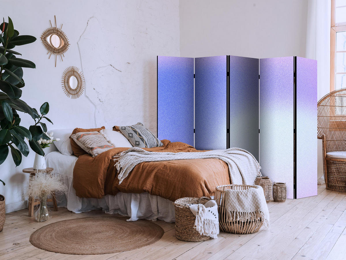 PARAVÁN Obojstranný 5-Dielny 225x172 cm Vresová Hmla - lila, drevo/textil (225/172/3cm) - Muralo