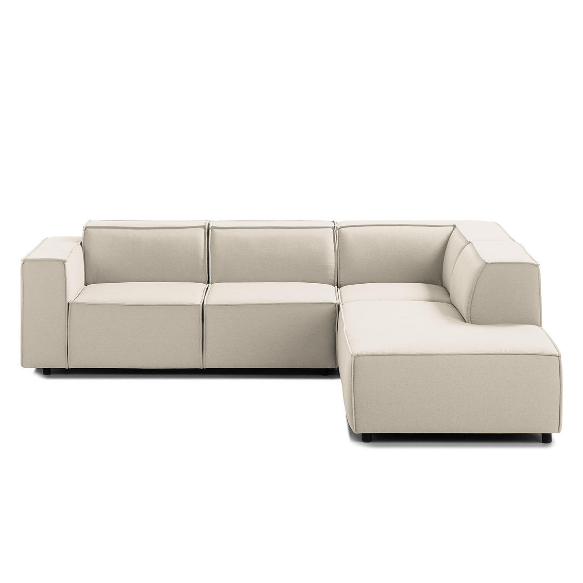 ECKSOFA mit Ottomane - Schwarz/Weiß, Kunststoff/Textil (260/234cm) - home24