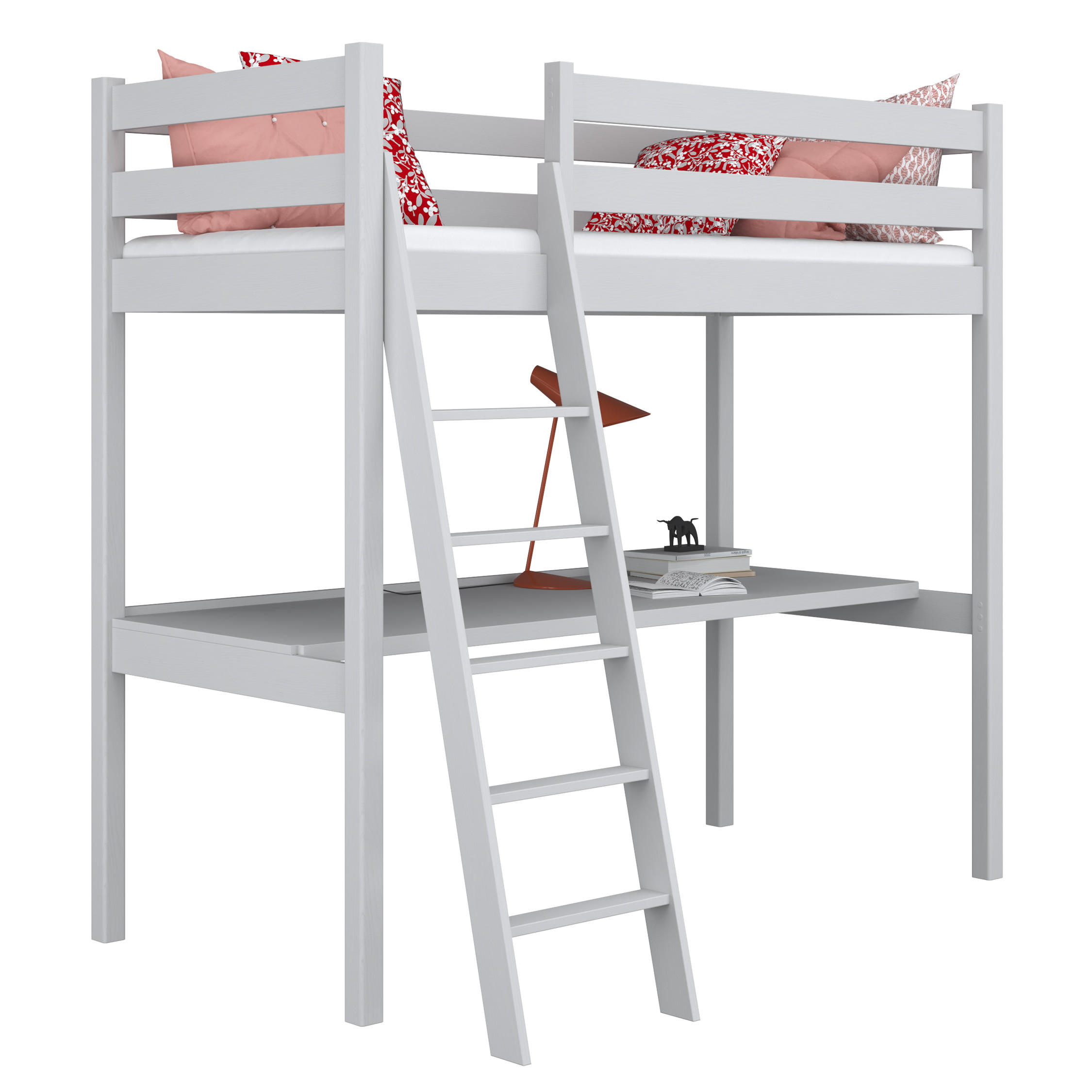 HOCHBETT N03 mit Schreibtisch Grau 120/180 - Grau, Naturmaterialien/Holz (120/180cm) - N-Wood