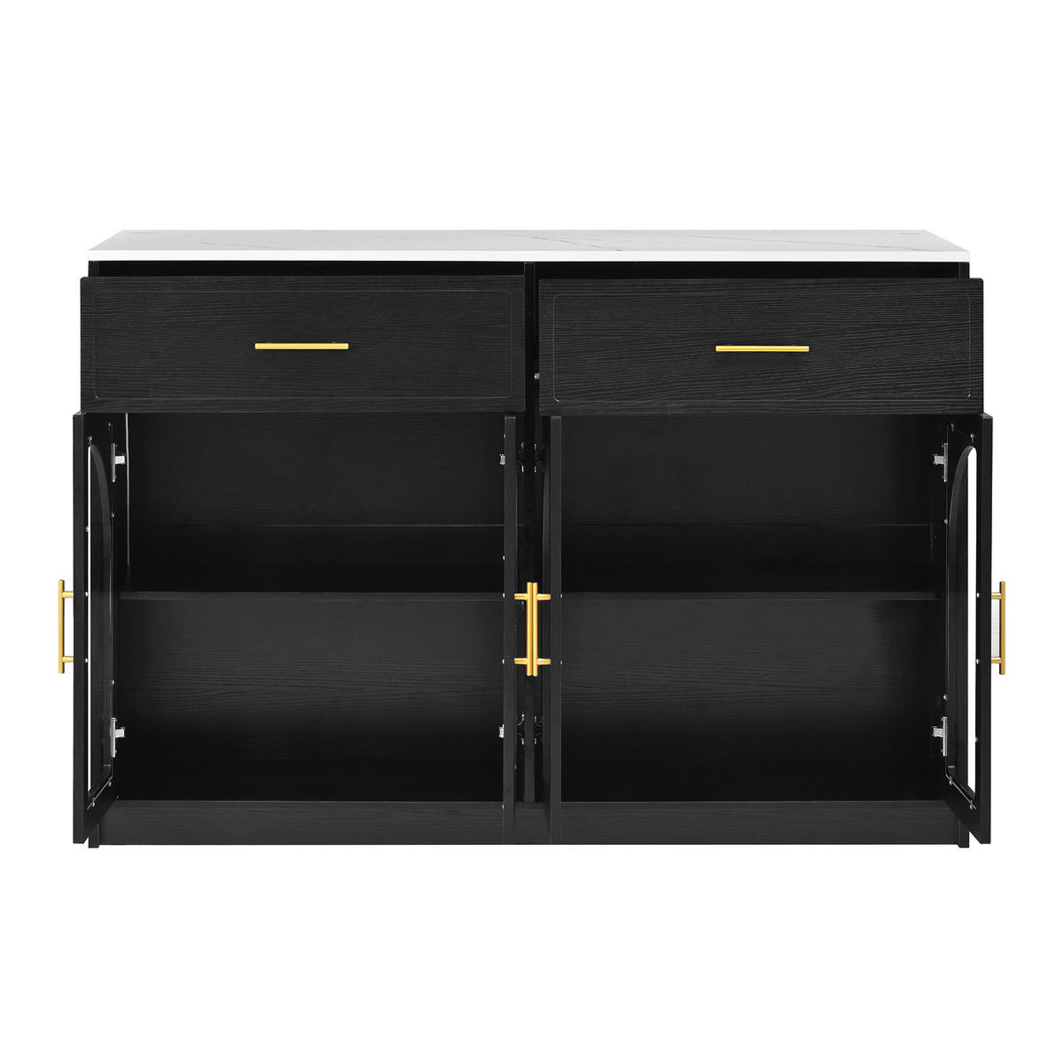 KÜCHENINSEL DE-41097 135/55/91 cm mit LED-Beleuchtung Schwarz - Schwarz, Holzwerkstoff (135/91/55cm) - ComfortXL