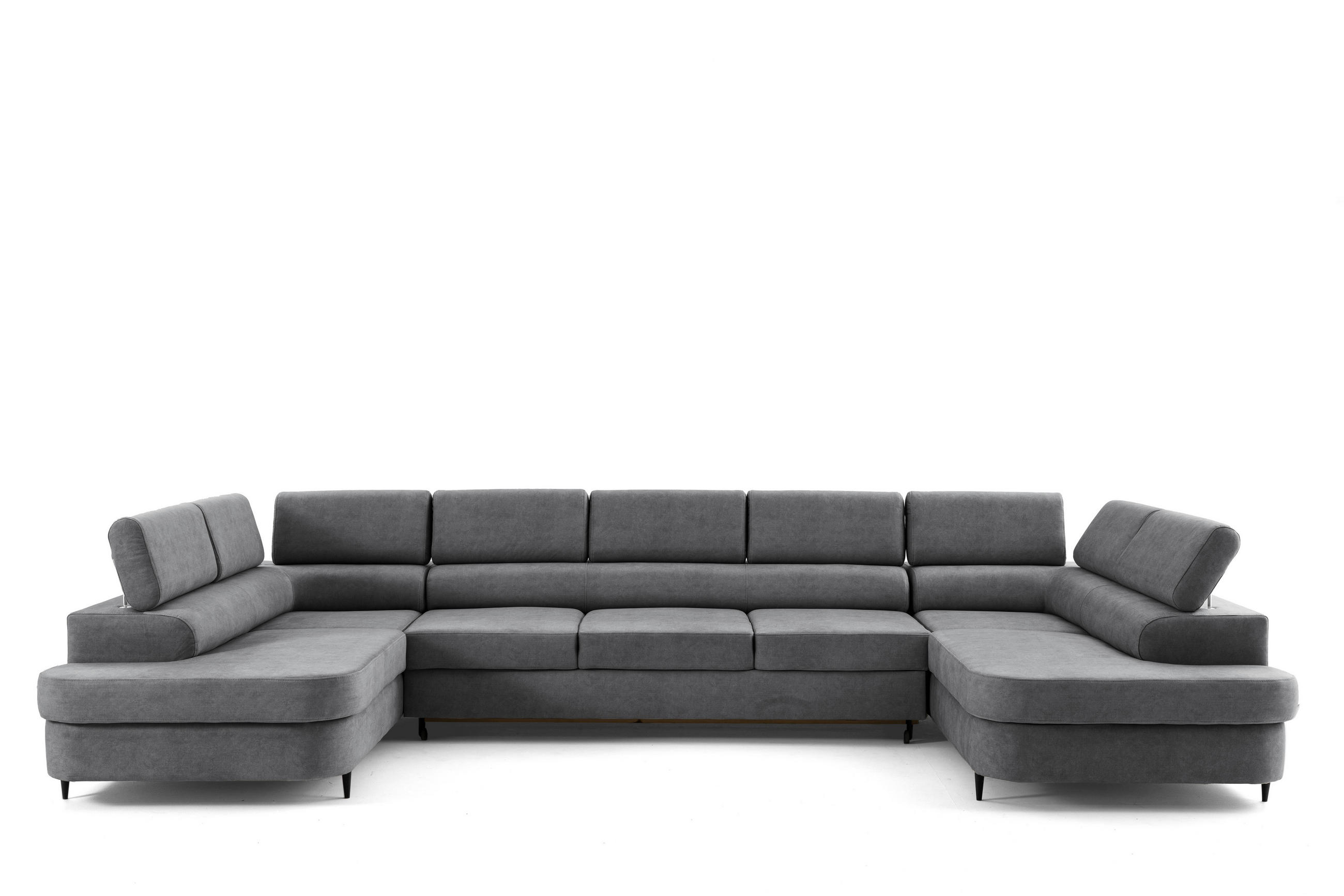 ECKSOFA U-Form PRIAM MAXI U2 XXL Ecksofa U-form 400 cm mit Schlaffunktion, 2 Bettkästen & Kopfteilverstellung Grau - Grau, Holz/Textil (400/91/203cm) - Muffo