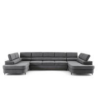 ECKSOFA U-Form PRIAM MAXI U2 XXL Ecksofa U-form 400 cm mit Schlaffunktion, 2 Bettkästen & Kopfteilverstellung Grau - Grau, Holz/Textil (400/91/203cm) - Muffo