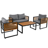 ESSGRUPPE 6-tlg. Grau 1x Sofa 2x Stühle 1x Tisch - Grau, Metall - FLIEKS