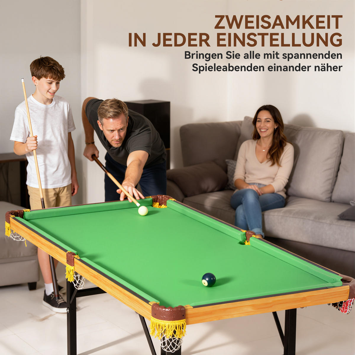 KLAPPBARER BILLARDTISCH DE-10820 Grün - Grün, Holzwerkstoff (63/120cm) - ComfortXL