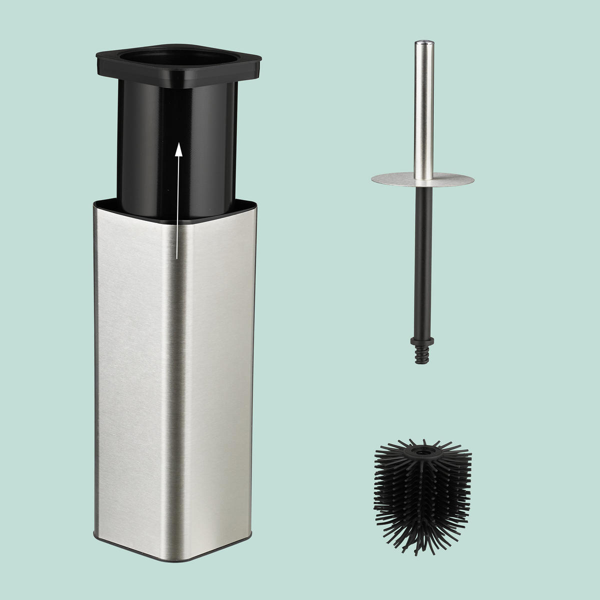 TOILETTENBÜRSTE - Silberfarben, Kunststoff/Metall (9.5/36.5/10.5cm) - Relaxdays