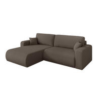 ROHOVÁ SEDAČKA s funkcí spaní, otoman vlevo BERY-L 276x193x88 hnědá bouclé - černá/hnědá, kompozitní dřevo/textil (276/193cm) - ALTDECOR