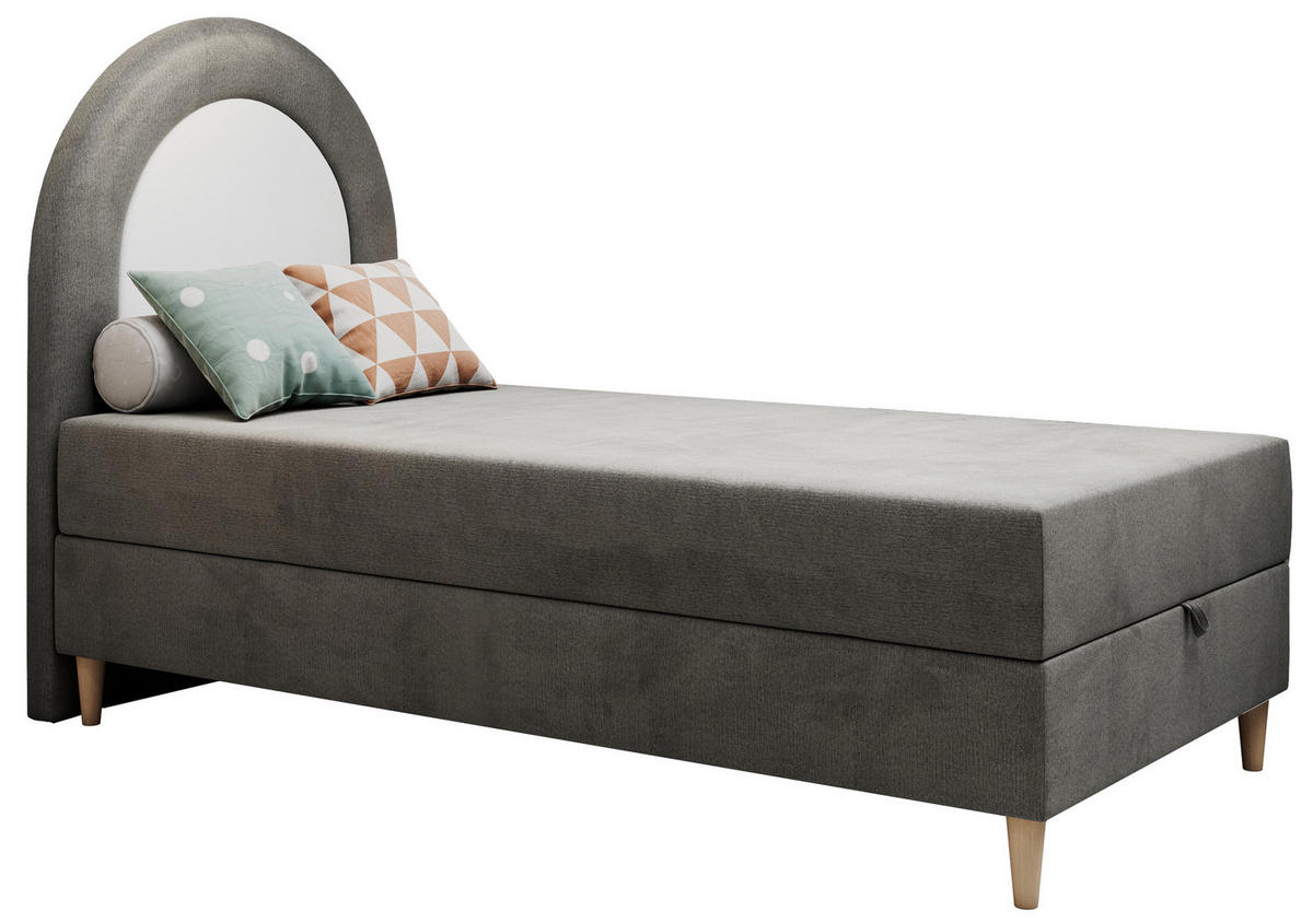 BOXBETT NEST 90/180 Dunkelgrau Velvet hydrophob - H3 - Dunkelgrau, Holz/Textil (90/180cm) - MKS