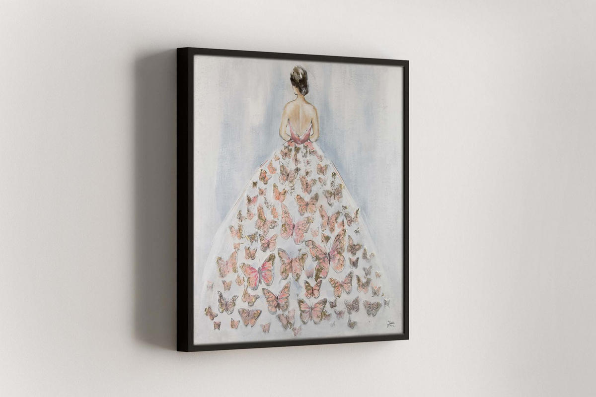 RUČNE MAĽOVANÝ AKRYLOVÝ OBRAZ 80/80 cm, sivý/ružový, zvierací motív - pink/sivá, drevo/textil (80/80cm) - KUNSTLOFT