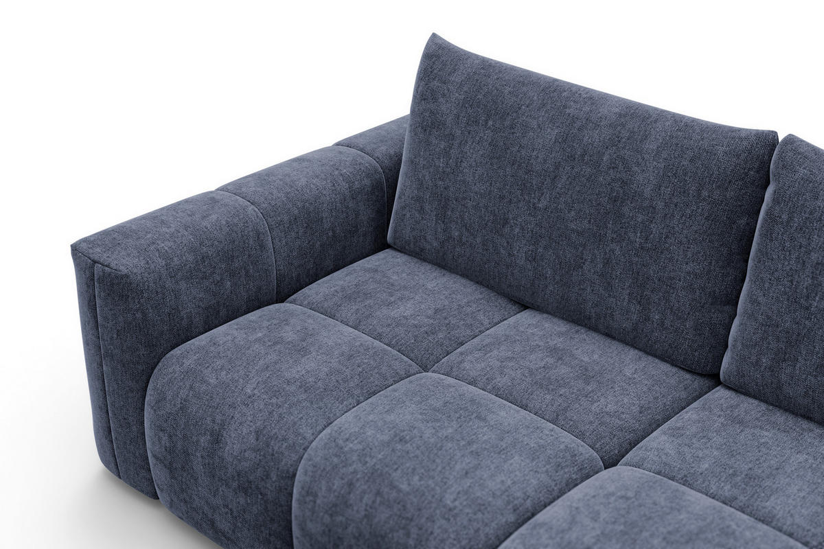 ECKSOFA VERONA 3-Sitzer rechts, Marineblau - Blau/Schwarz, Holz/Textil (224/173cm) - Courtois Laville