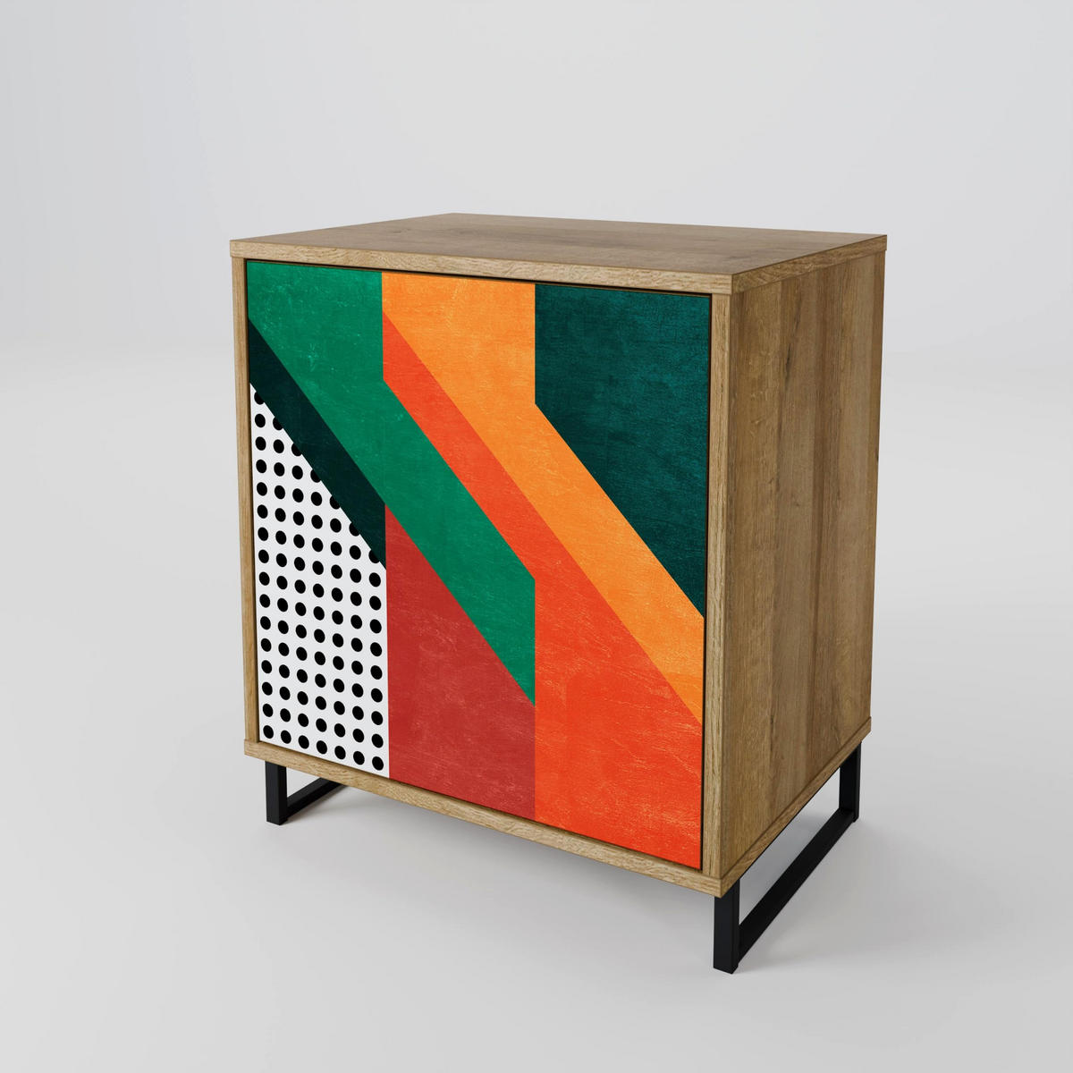 SIDEBOARD MAKESHIFT ARTISTRY, Eichefarben, 57,5x42x57,5 cm, Ohne Füße - Eichefarben/Multicolor, Holzwerkstoff (57.5/57.5/42cm) - SpaceRebels