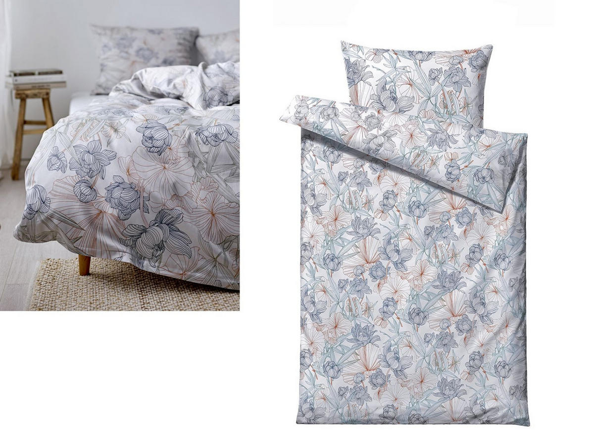 BETTWÄSCHE Foliage blau 135/200 cm Baumwolle - Blau, Textil (135/200cm) - Södahl