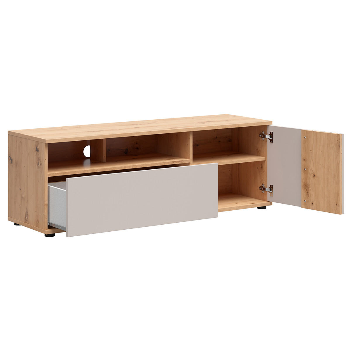 TV STOLEK Ezra Kašmír a dřevo - béžová, kompozitní dřevo (135.5/46.5/40cm) - Petits-meubles