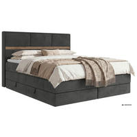 POSTEL BOXSPRING ORVO KING 140/200 - Tmavě šedá Samet - Topper T25 - H4 - černá/tmavě šedá, textil/plast (140/200cm) - MKS