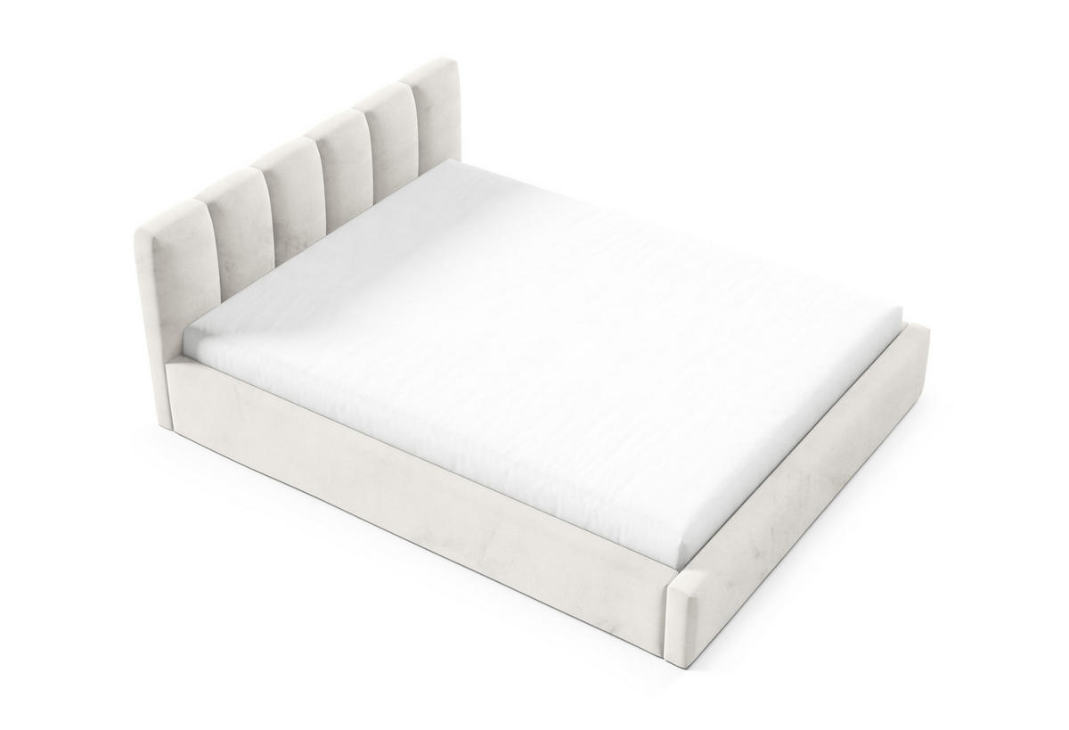 POLSTERBETT BERGO, 180x200 cm, Doppelbett mit Bettkasten, Velourstoff, Frabe: Hellgrau - Hellgrau, Holz/Textil (180/200cm)