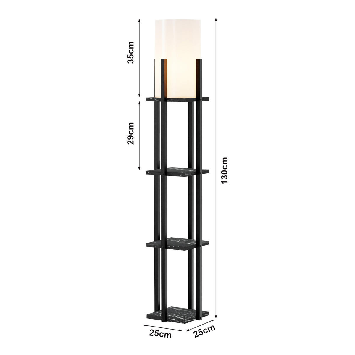 STEHLEUCHTE Stourbridge - Schwarz, Holzwerkstoff (25/25/130cm) - lux.pro
