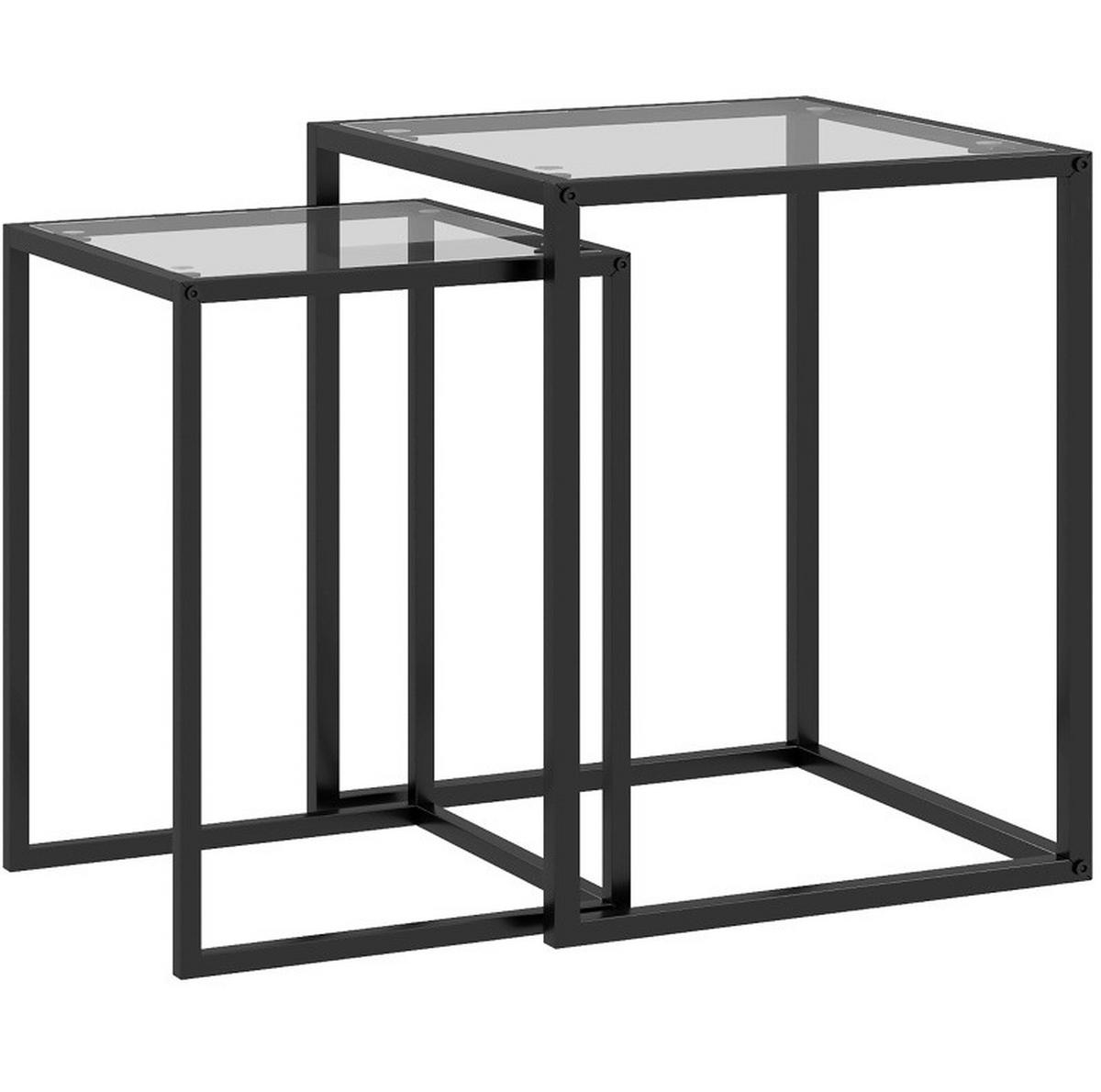 COUCHTISCH aus gehärtetem Glas 42x42x51 & 33x33x45,5 cm in Schwarz - Schwarz, Glas (42/42/51cm) - Modfu