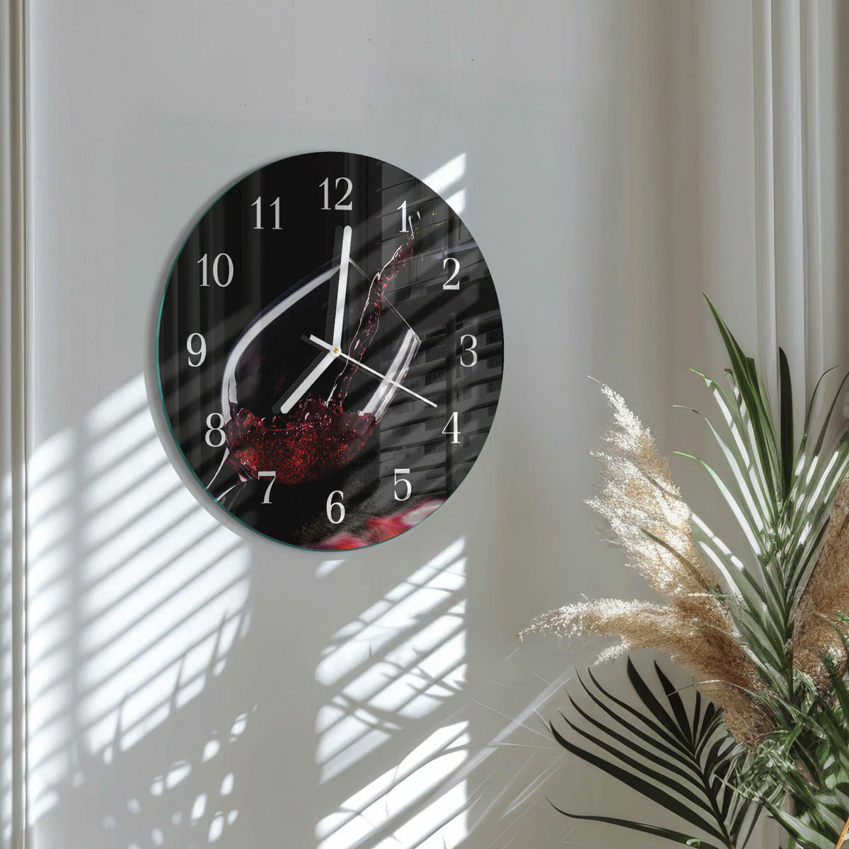 WANDUHR fi30 cm - Wein - Schwarz, Glas (30/30/0.4cm) - TULUP
