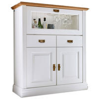 BARSCHRANK Novara 3-türig - Weiß/Braun, Holz (111/133/45cm) - Casamia Massive Möbel