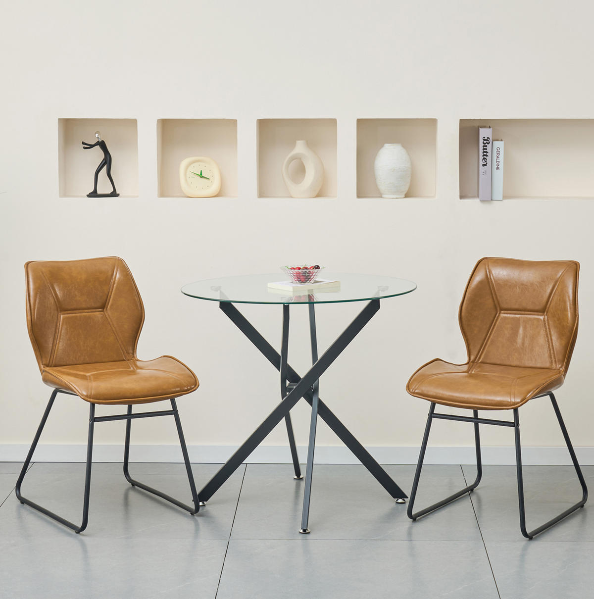 ESSZIMMERSTUHL 2er-Set mit Kunstlederbezug Metallgestell Braun - Braun, Metall (47.5/81.5/60cm) - Meubliv