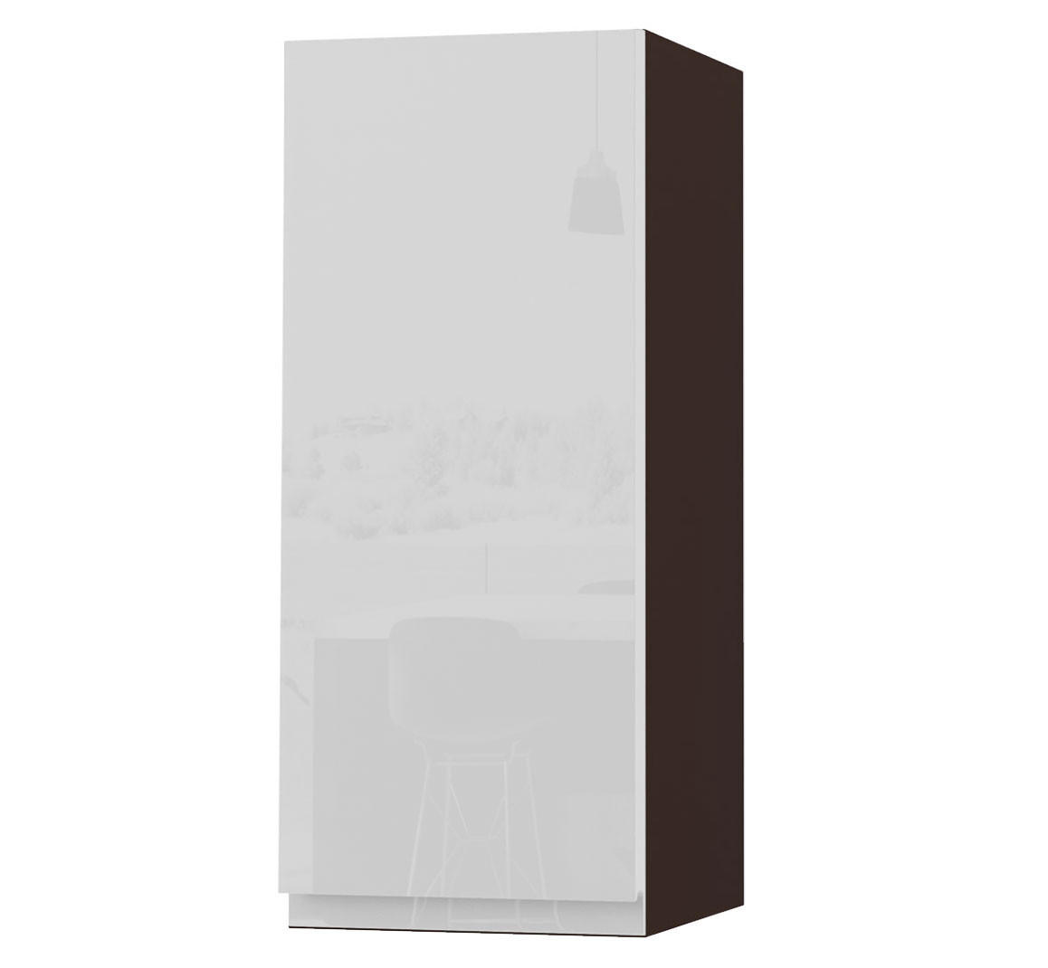 HÄNGESCHRANK Florence W2/30 Lava / RAL 9003 signalweiß HG 30 / 32,5 / 72cm - Türanschlag links - Dunkelgrau/Weiß Hochglanz, Holz/Holzwerkstoff (30/72/32.5cm) - Feldmann-Wohnen