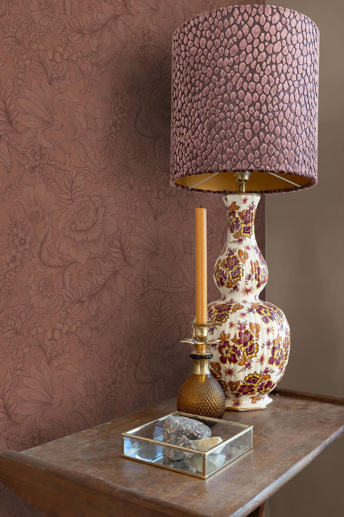 TAPETE Blumenmuster 50 x 900 cm - Terracotta, Papier (50/900cm) - ESTAhome