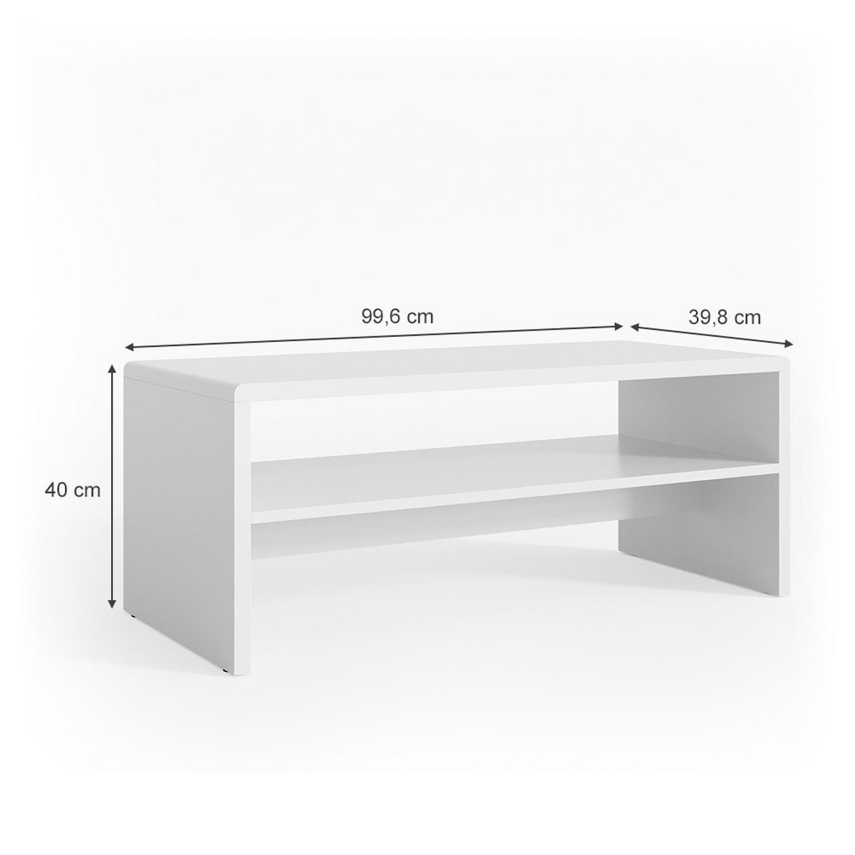 COUCHTISCH Weiß 99.6 x 39.8 cm - Weiß, Holzwerkstoff (39.8/99.6/40.1cm) - Vicco