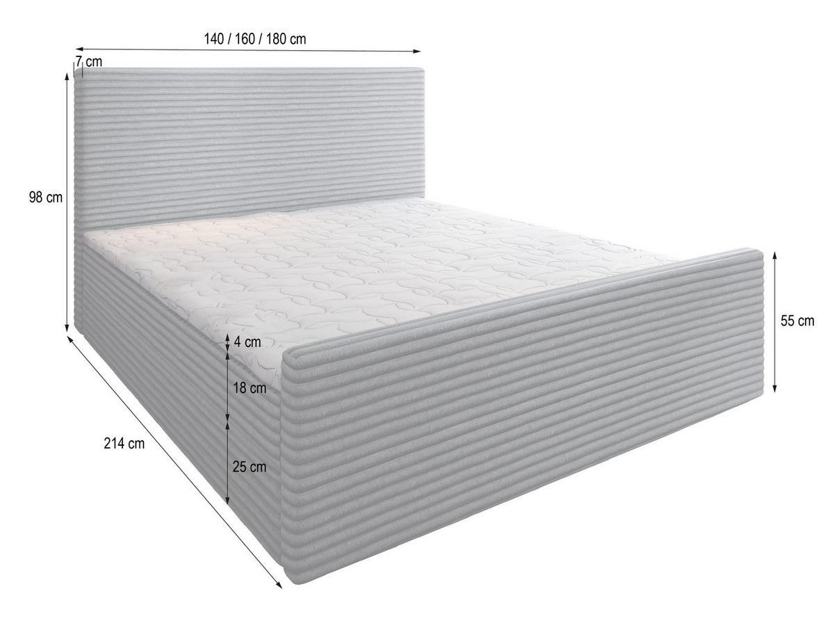 POSTEL BOXSPRING BRENTO 160x200 cm, s matrací a úložným prostorem, modrá - modrá, kompozitní dřevo/textil (160/200cm) - MASSENO