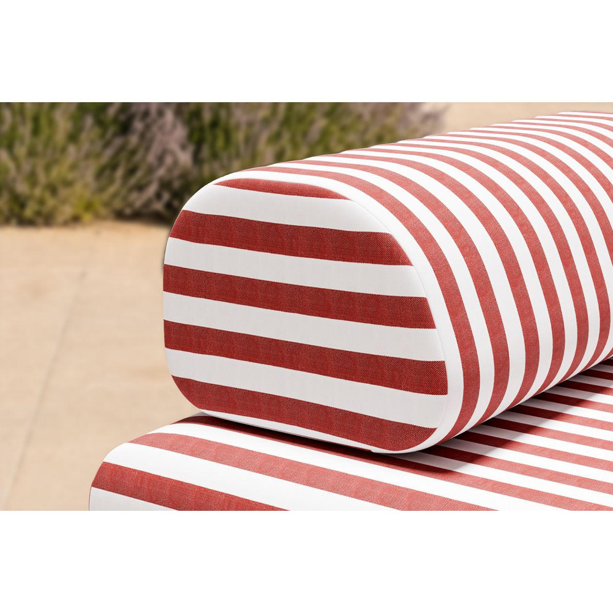 2-3-SITZER-GARTENSOFA mit Streifen in Weiß und Rot - Rot, Textil (95/70.5/190cm)