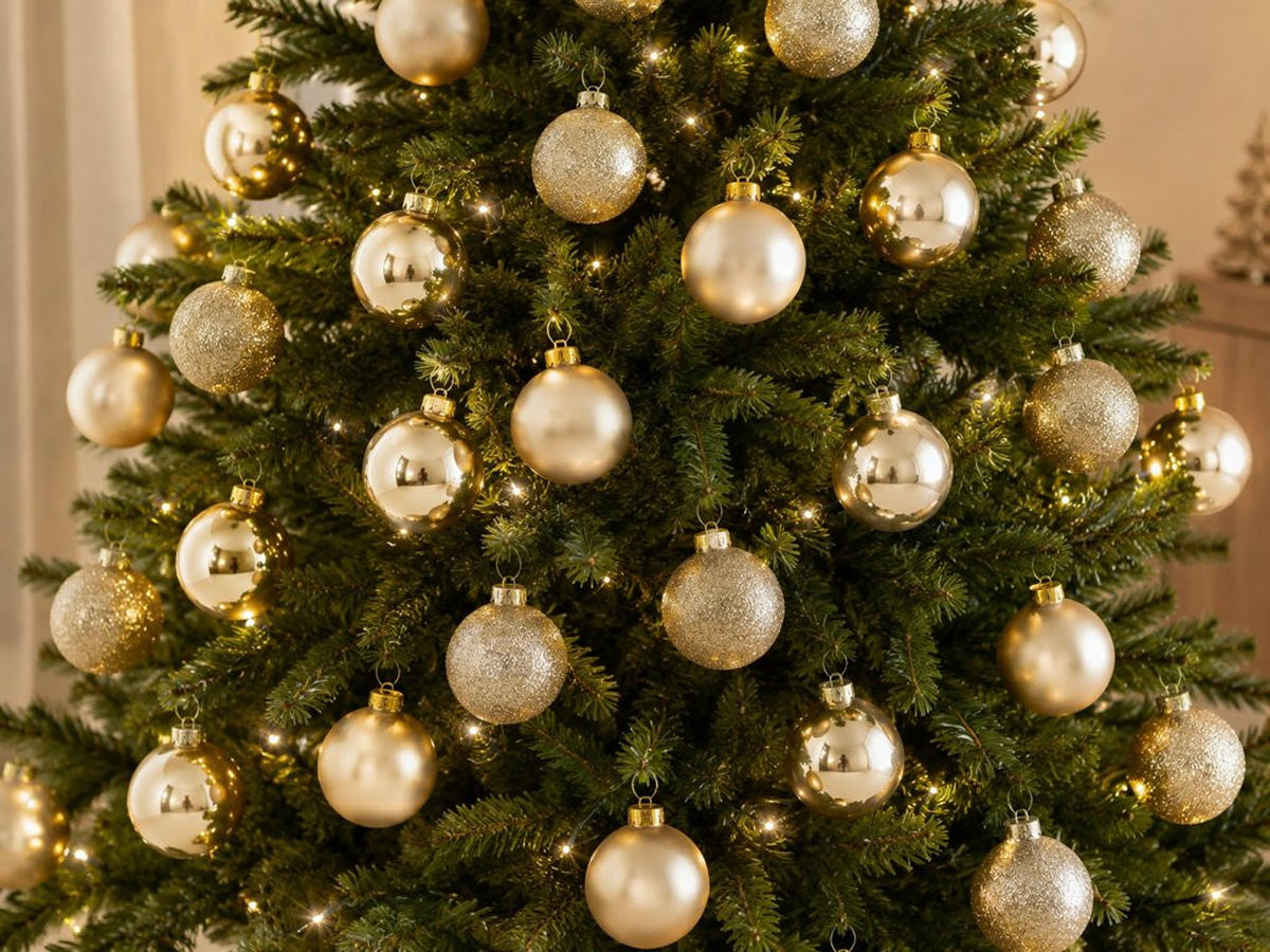 WEIHNACHTSKUGEL-SET champagner 42 Stück, 7 cm, Glas - Champagner, Glas (30/50/60cm) - LAALU