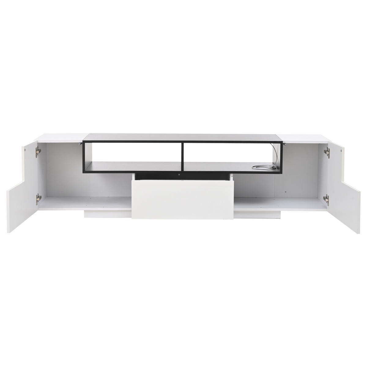TV-ELEMENT180X40X48CM HochglanzWeiß mit LEDLicht für 75ZollFernseher - Weiß, Holz (51.33/13.89/99.54cm) - Raelunyi