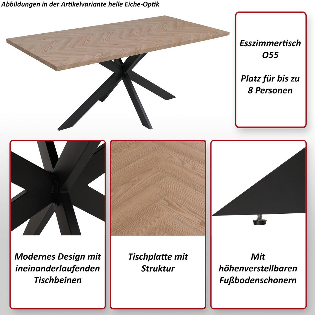 ESSZIMMERTISCH eckig Eiche Dekor - Eichefarben, Holzwerkstoff (90/180/76cm) - MCW