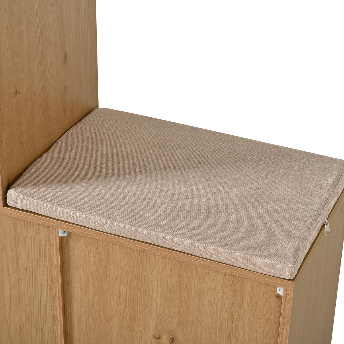 SCHUHSCHRANK mit Sitzbank Rattan Holzoptik 142x35x110cm - Naturfarben, Holzwerkstoff (35/110/142cm) - FLIEKS