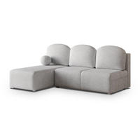 ECKSOFA TRAMA Hellgrau Geflochtener Stoff mit Schlaffunktion - Hellgrau, Holz (200/143cm) - MASSENO