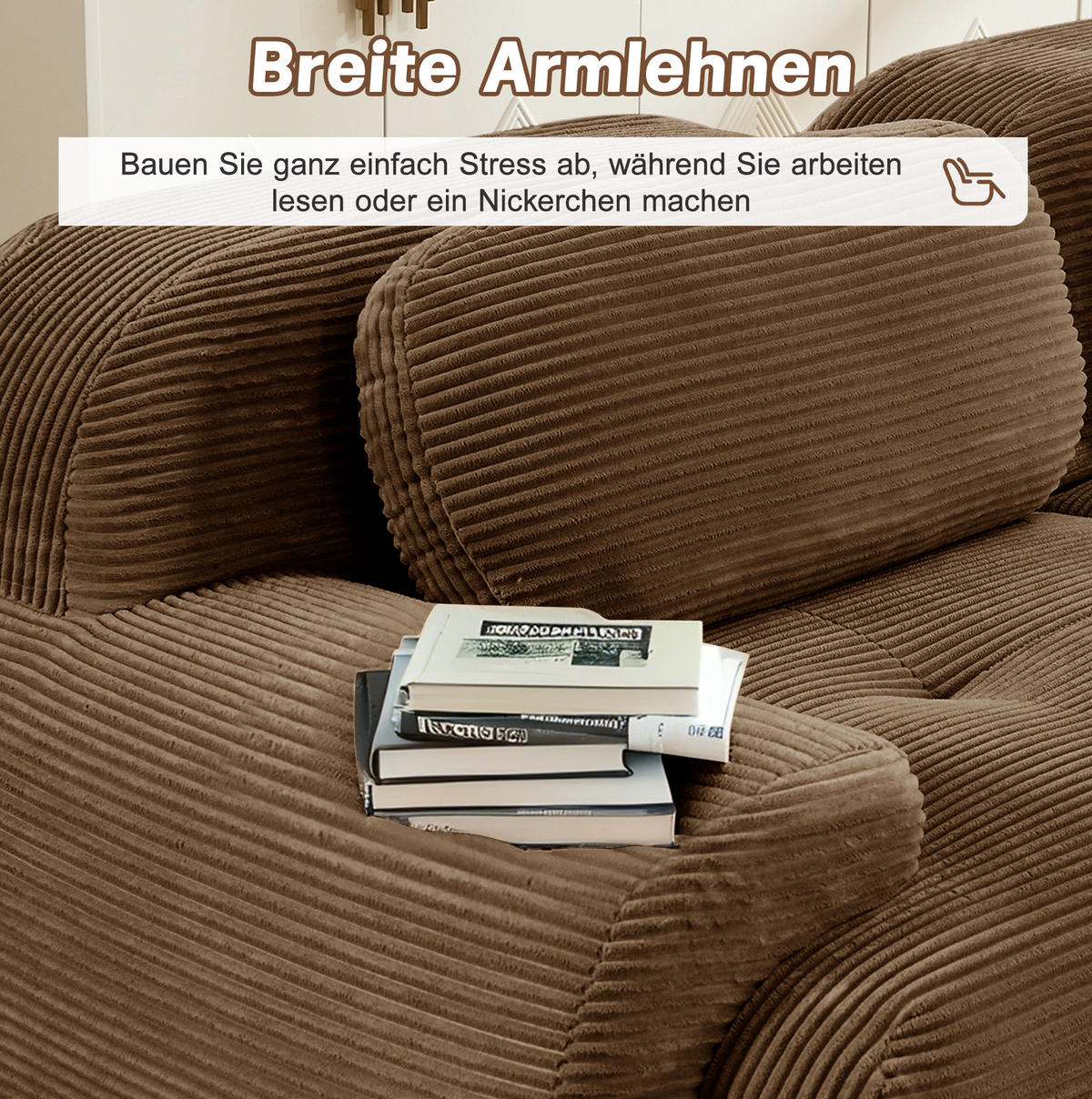 ECKSOFA 298/178/70 cm Braun aus Cordstoff modular, rahmenlos und montagefrei - Braun, Textil (178/298cm) - OKWISH