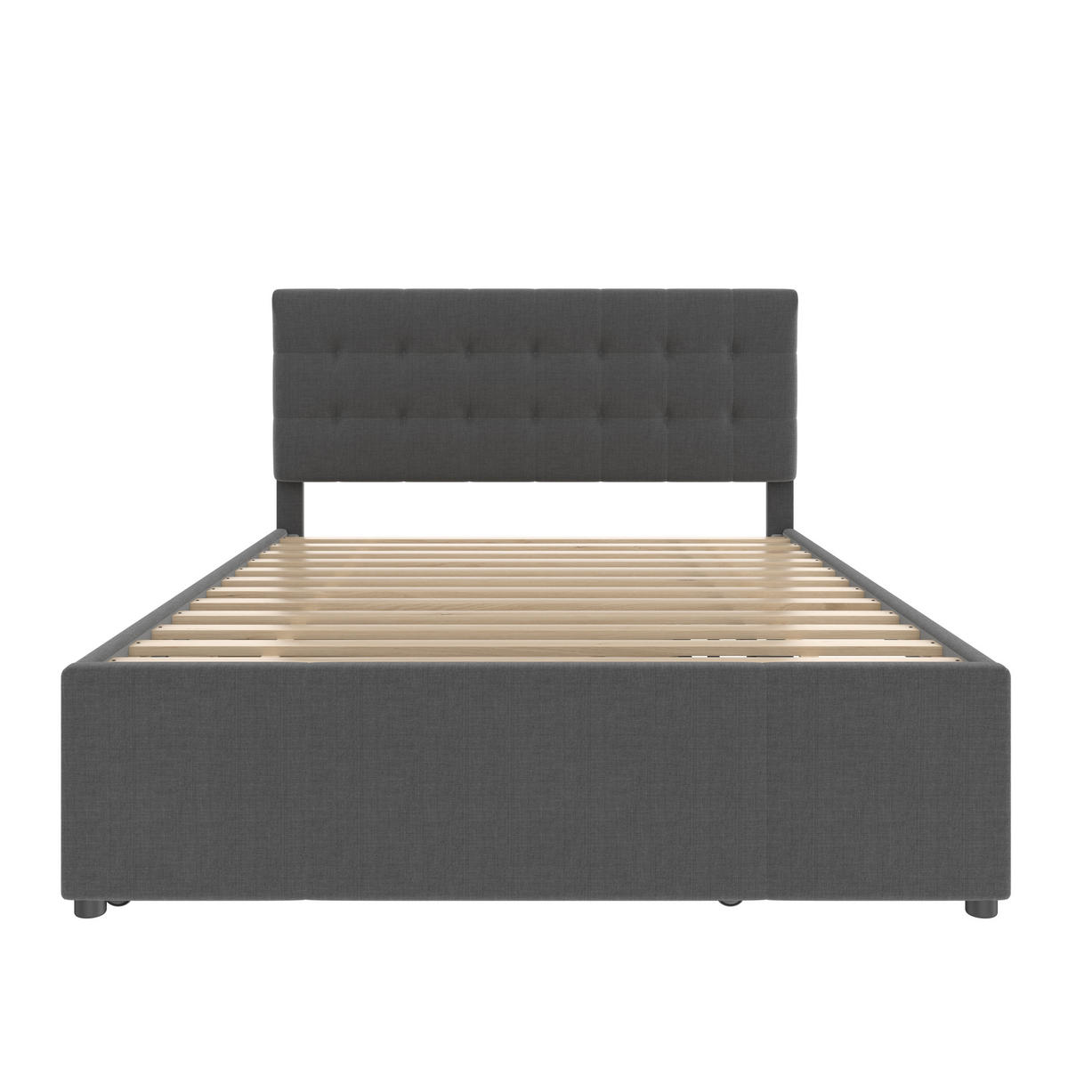 POLSTERBETT 140/200 cm DE-04555, mit 3 Schubladen und ausziehbarem Bett in Grau - Grau, Holzwerkstoff (140/200cm) - ComfortXL