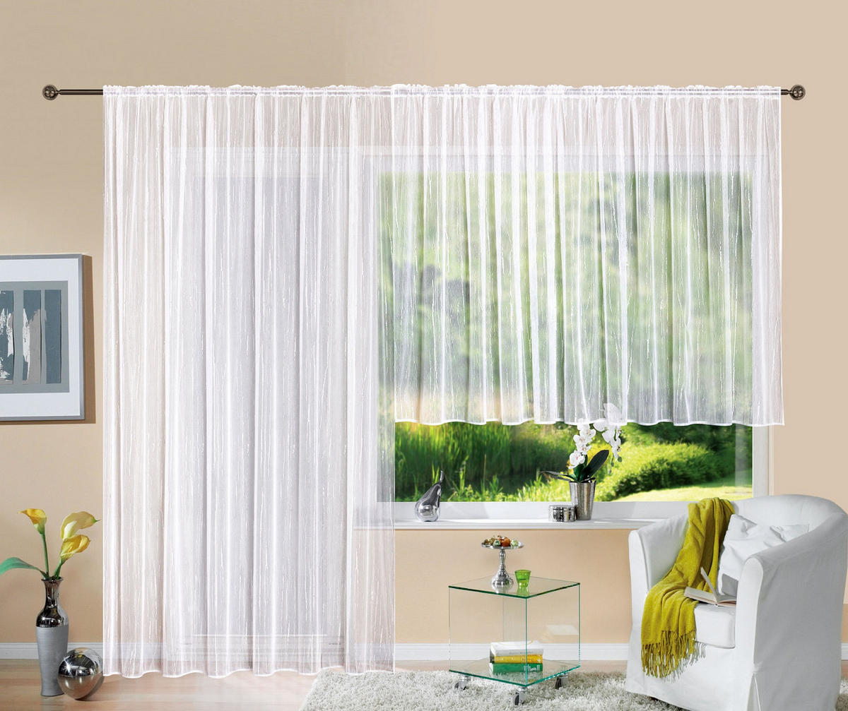 VORHANG »Isabella« HxB 120x300 cm Weiß - Weiß, Textil (300/120cm) - Gardinenbox