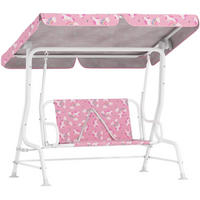 HOLLYWOODSCHAUKEL aus Metall 75x112x120 cm in Rosa mit verstellbarem Sonnendach - Rosa, Metall (75/120/112cm) - Modfu