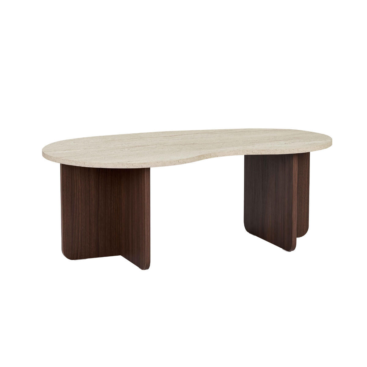 COUCHTISCH mit organischer Platte 60/40/110 cm - Beige, Holzwerkstoff (110/60/40cm) - Calicosy