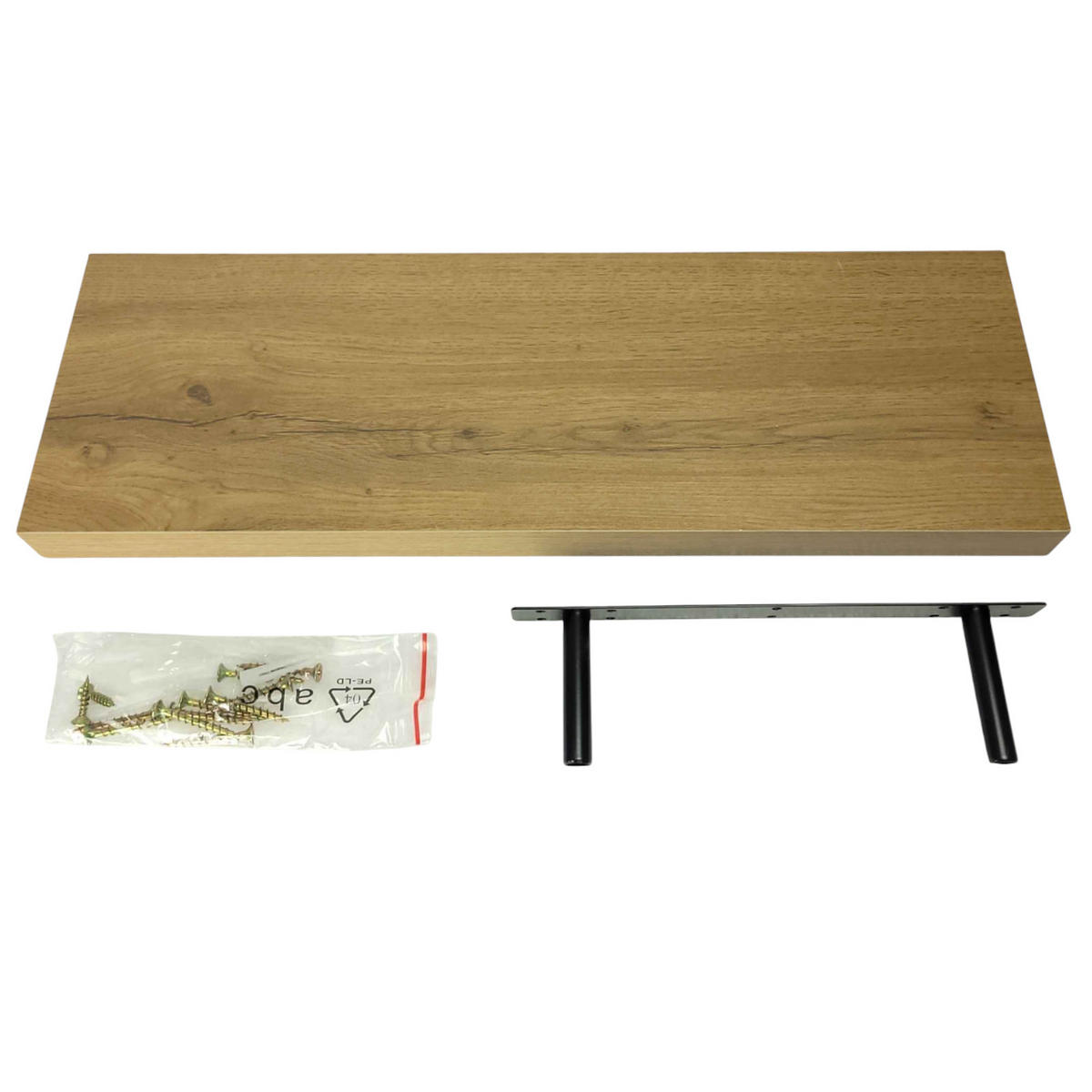 WANDREGAL Holzoptik Erlefarben 2er Set 60x20x4 cm - Erlefarben, Holzwerkstoff/Metall (20/3.8/60cm) - Begryf