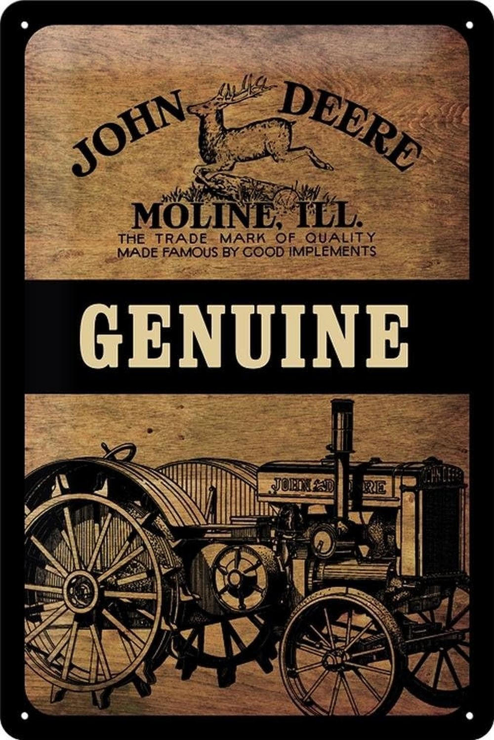 BLECHSCHILD 20/30 cm John Deere Genuine - Multicolor, Metall (20/30/0.2cm) - Nostalgic-Art