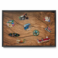 MAGNETTAFEL 60x40 cm Schwarzer Rahmen Aufgebrochene Holzstruktur - Eichefarben, Metall (60/50/0.4cm) - TULUP