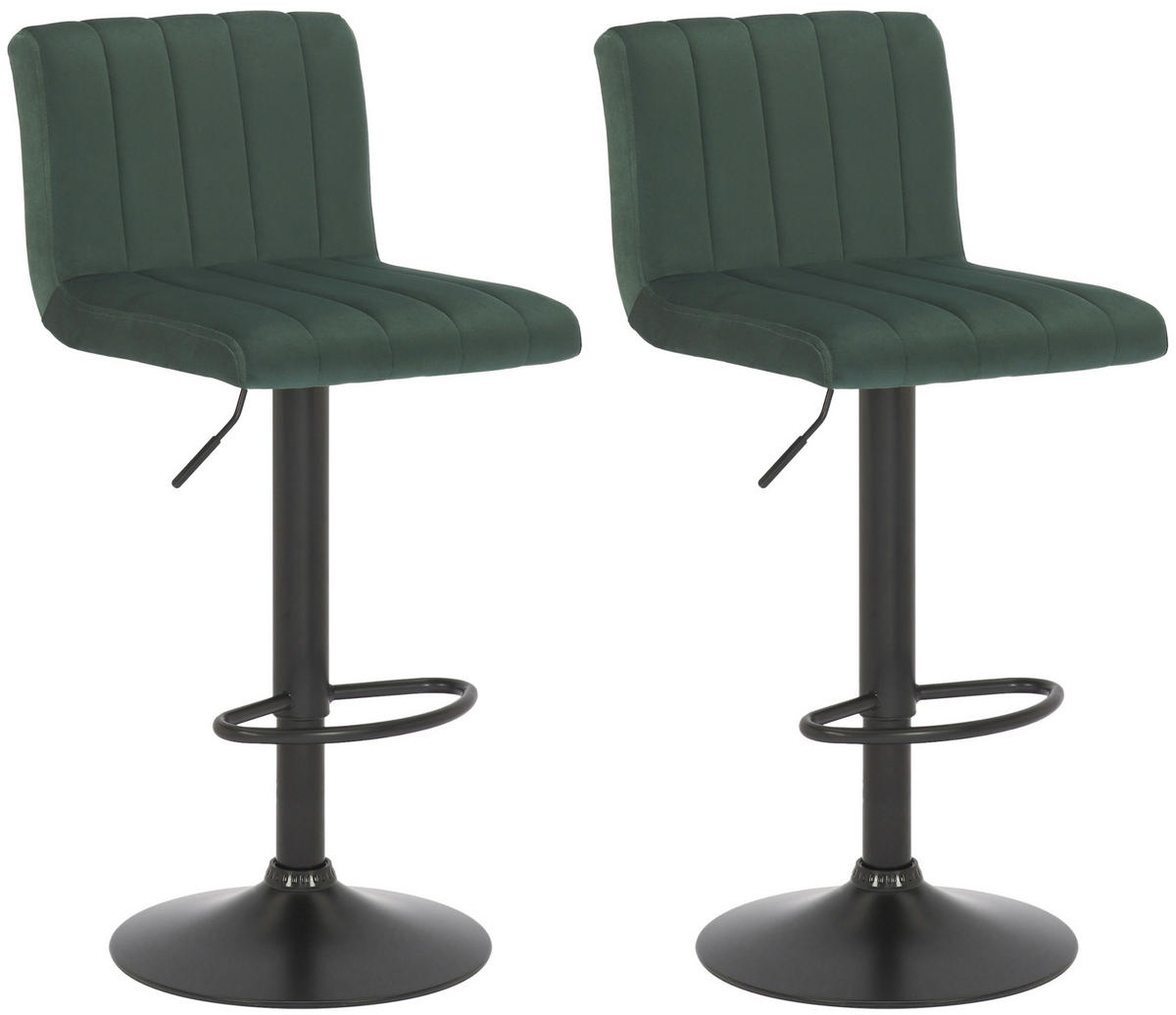 BARHOCKER 2er Set Samt grün - Grün, Textil/Metall (41/87/49cm) - CLP