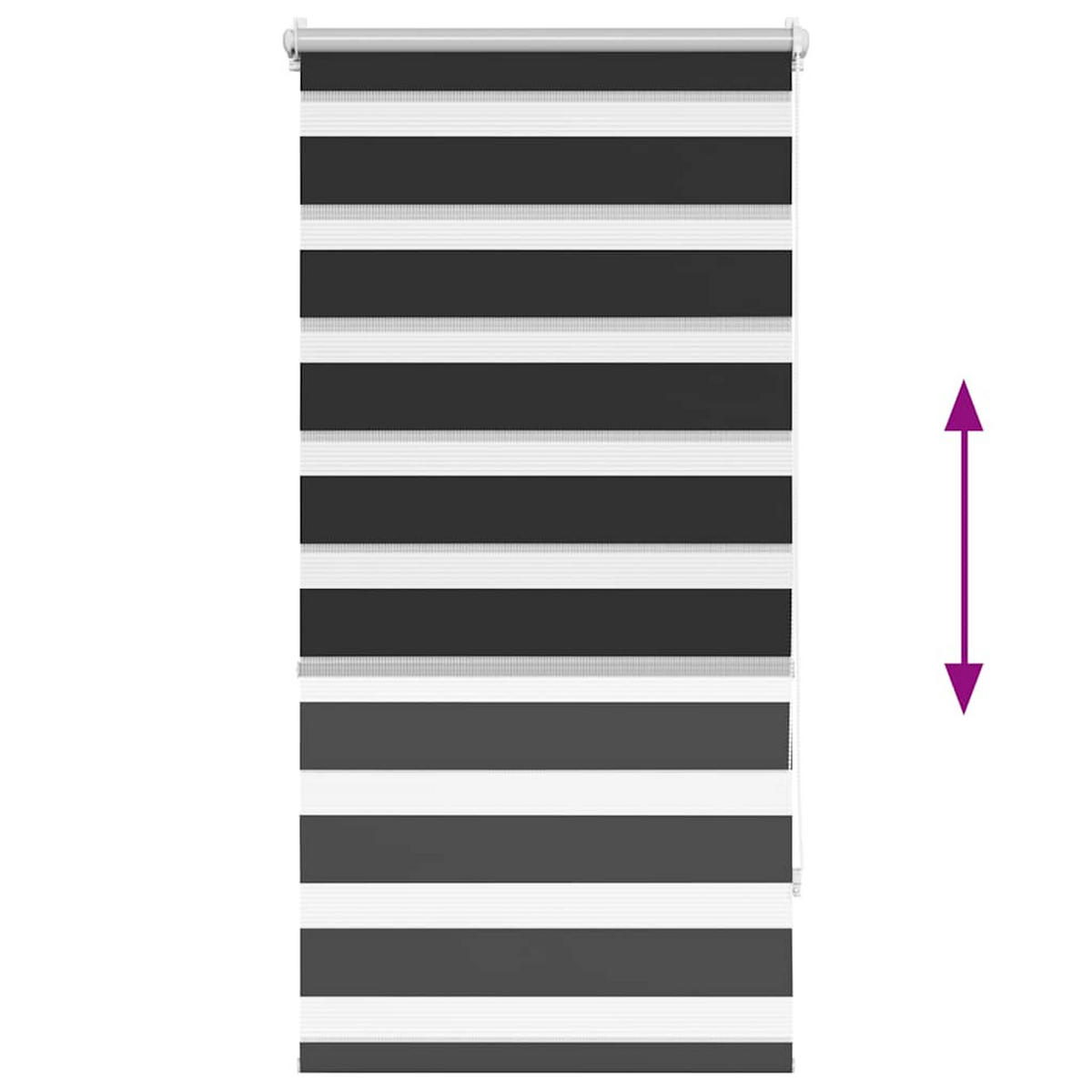 DOPPELROLLO 60,9/120 cm Stoffbreite 56,7 cm aus Polyester Schwarz - Schwarz, Textil (60/120cm) - vidaXL