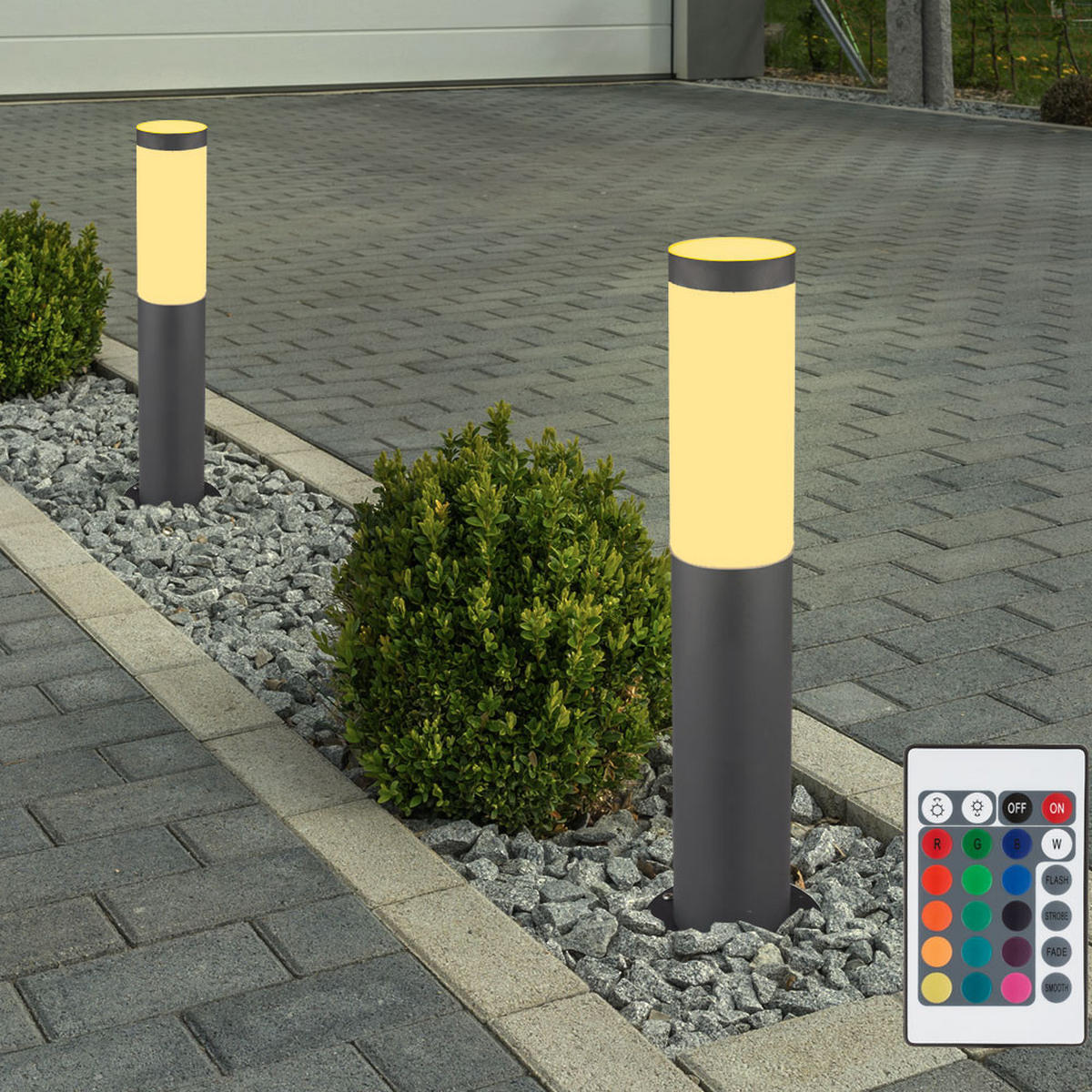 LED AUSSENLEUCHTE BOSTON Anthrazit Edelstahl 4er Set - Anthrazit, Metall (7.6/7.6/45cm)