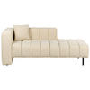 CHAISELONGUE Samtstoff beige linksseitig Lannils - Beige/Schwarz, Textil (156/67/76cm) - Beliani