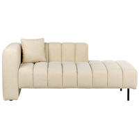 CHAISELONGUE Samtstoff beige linksseitig Lannils - Beige/Schwarz, Textil (156/67/76cm) - Beliani