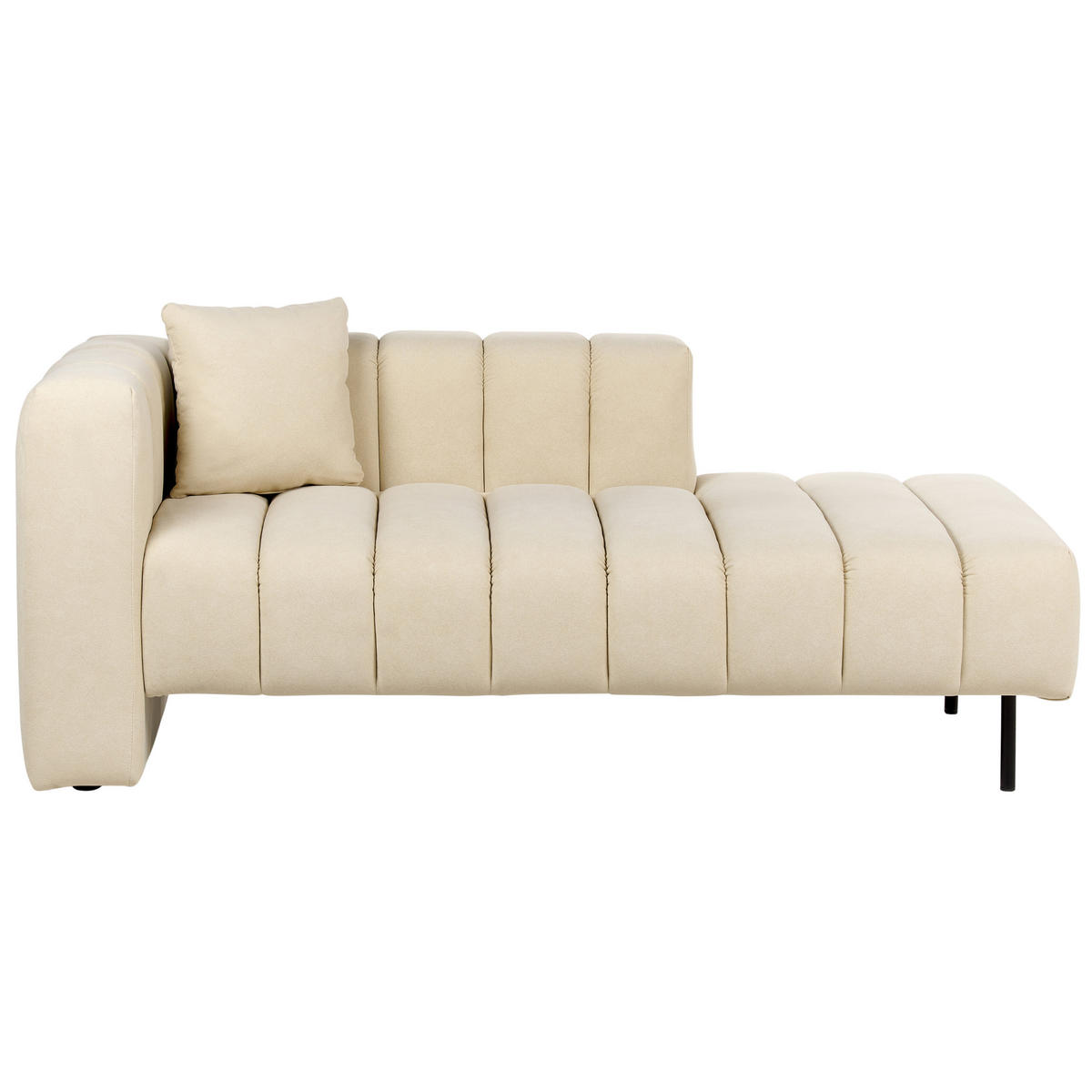 CHAISELONGUE Samtstoff beige linksseitig Lannils - Beige/Schwarz, Textil (156/67/76cm) - Beliani