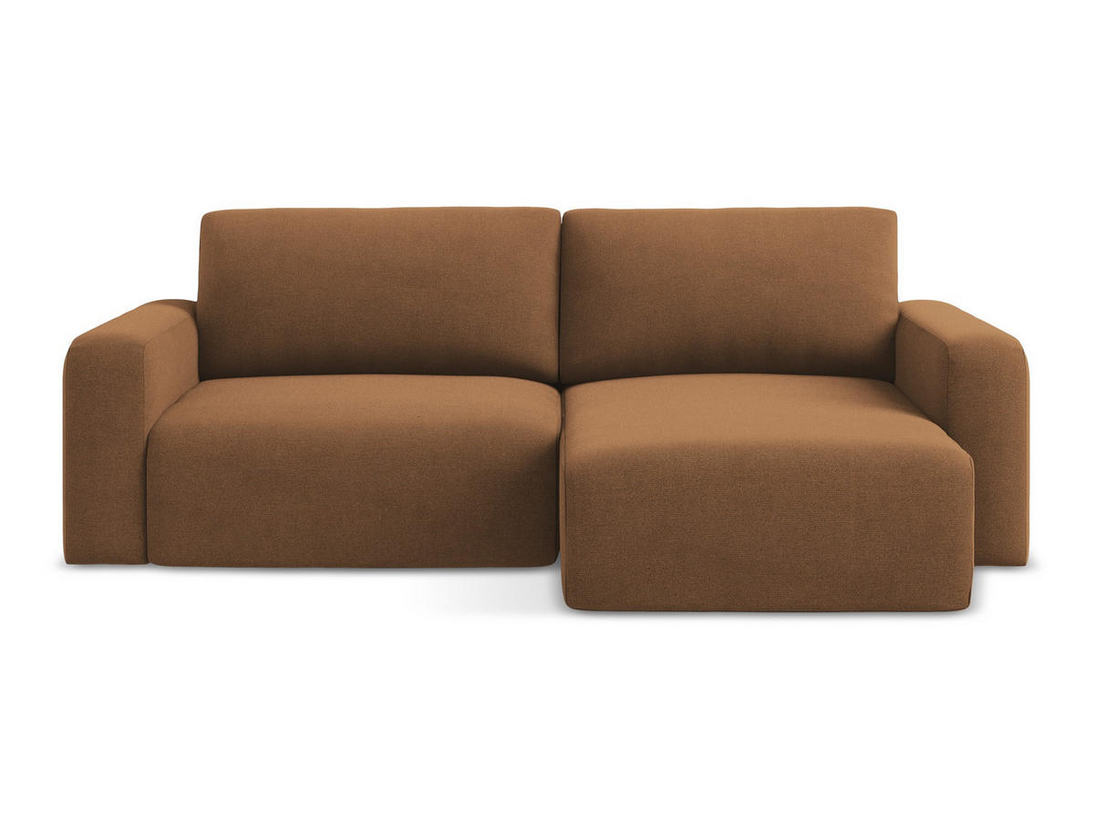 ECKSOFA mit Schlaffunktion rechts Strukturstoff Stoff Orange - Beige/Terra cotta, Kunststoff/Textil (244/149cm) - Makamii